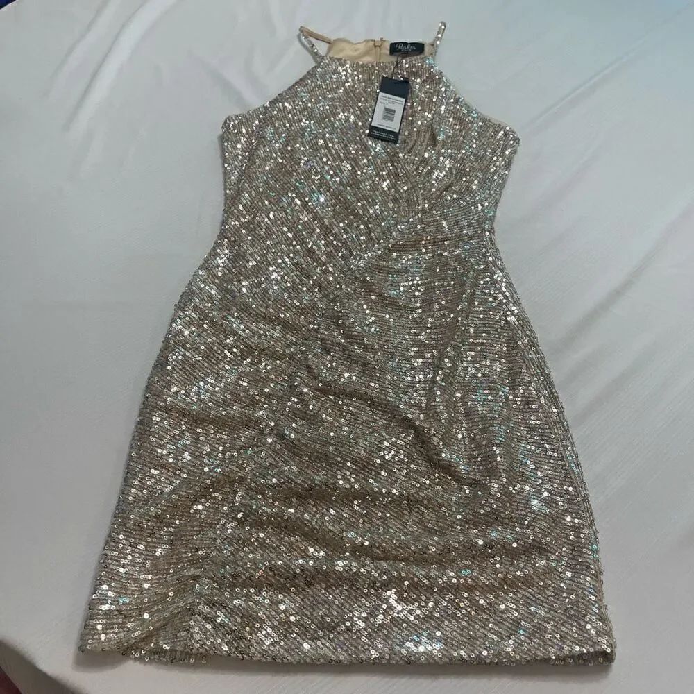 NWT Parker Black Champagne Sequin Dress Size 0 New